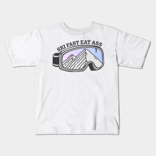 Sunset Mountain Ski Goggles | Ski Fast Eat Ass Kids T-Shirt